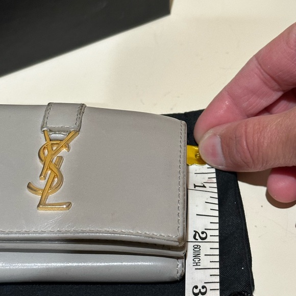 YSL Grey Trifold Auth Leather Wallet Complete W/box - Picture 12 of 13